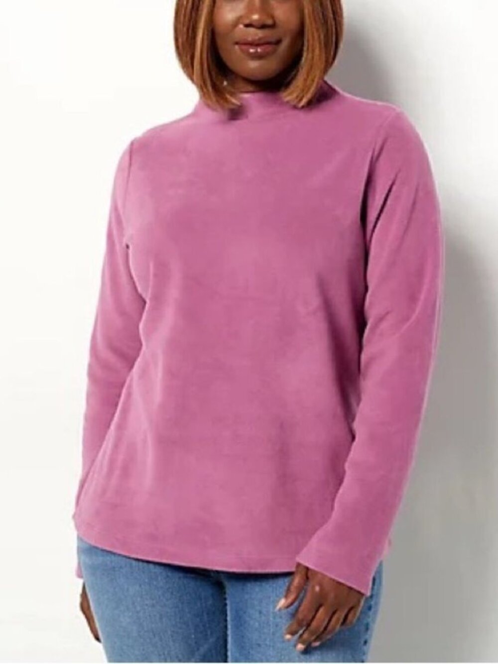 Denim & Co. Fleece Funnel-Neck Long-Sleeve Top